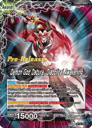 Image of Dabura // Demon God Dabura, Diabolical Awakening (BT16-098) - Realm of the Gods PreRelease Cards