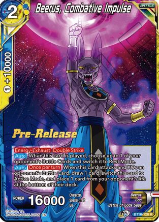 Image of Beerus, Combative Impulse (BT16-128) - Realm of the Gods PreRelease Cards