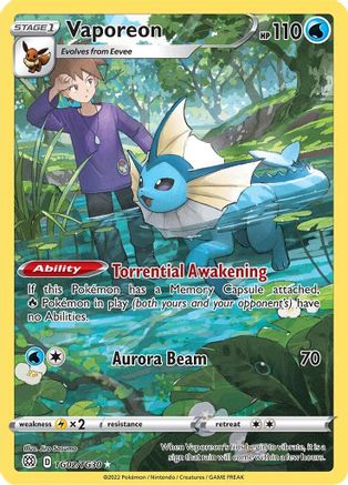 Image of Vaporeon TG02/TG30  - Holofoil SWSH09 Brilliant Stars Trainer Gallery - Ultra Rare