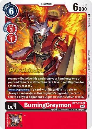 Image of BurningGreymon (BT7-011) - Next Adventure Pre-Release Cards Foil