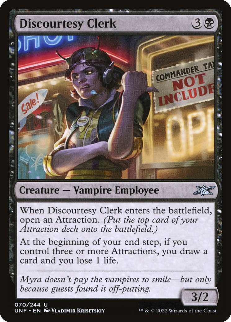 Image of Discourtesy Clerk (UNF-070) - Unfinity Foil