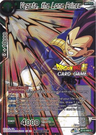 Image of Vegeta, the Lone Prince (Card Game Fest 2022) (BT10-068) - Tournament Promotion Cards Foil