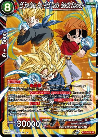 Image of SS Son Goku, Pan, & SS Trunks, Galactic Explorers (BT17-009) - Ultimate Squad Foil
