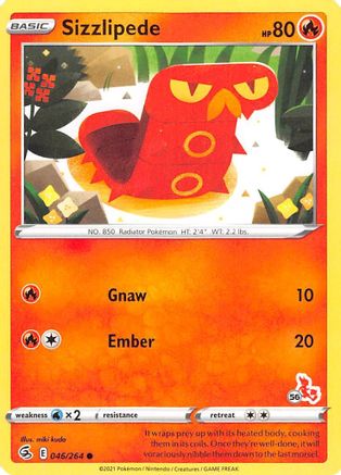 Image of Sizzlipede (# Cinderace Stamped) 046/264  Battle Academy 2022 - Promo