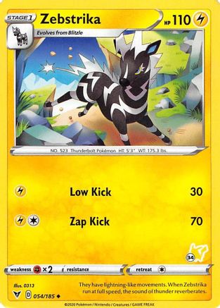Image of Zebstrika - 054/185 (#34 Pikachu Stamped)/185  Battle Academy 2022 - Promo