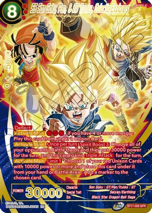 Image of SS Son Goku, Pan, & SS Trunks, Galactic Explorers (SPR) (BT17-009) - Ultimate Squad Foil
