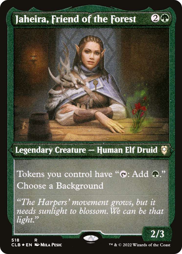Image of Jaheira, Friend of the Forest (CLB-518) - Commander Legends: Battle for Baldur's Gate Etched Foil