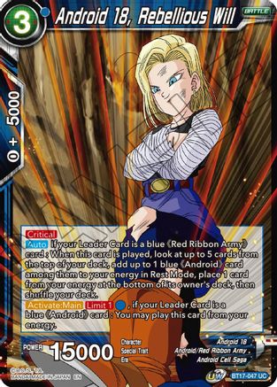 Image of Android 18, Rebellious Will (BT17-047) - Ultimate Squad