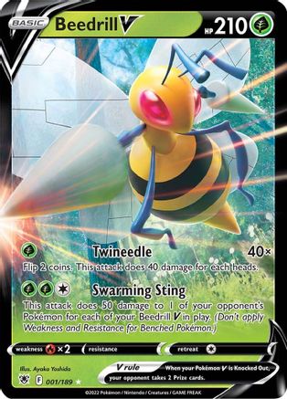 Image of Beedrill V 001/189  - Holofoil SWSH10 Astral Radiance - Ultra Rare