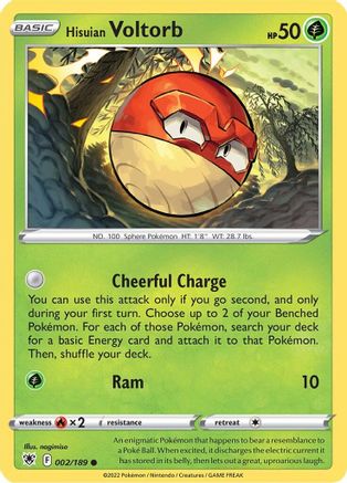Image of Hisuian Voltorb 002/189  - Reverse Holofoil SWSH10 Astral Radiance - Common