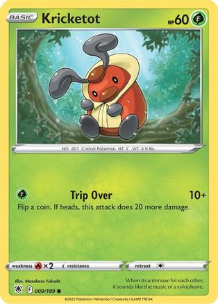 Image of Kricketot 009/189  - Reverse Holofoil SWSH10 Astral Radiance - Common