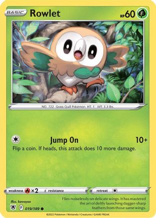 Image of Rowlet 019/189  - Reverse Holofoil SWSH10 Astral Radiance - Common