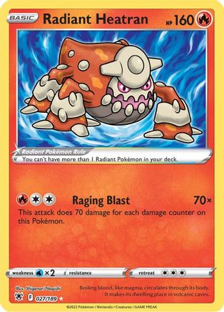 Image of Radiant Heatran 027/189  - Holofoil SWSH10 Astral Radiance - Radiant Rare