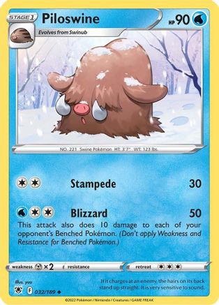 Image of Piloswine 032/189  SWSH10 Astral Radiance - Uncommon