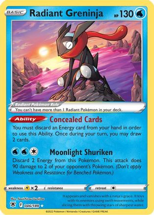Image of Radiant Greninja 046/189  - Holofoil SWSH10 Astral Radiance - Radiant Rare