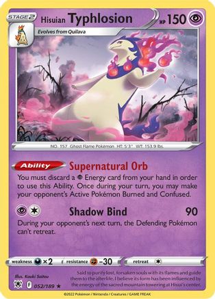 Image of Hisuian Typhlosion 052/189  - Reverse Holofoil SWSH10 Astral Radiance - Holo Rare