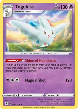 Image of Togekiss 057/189  - Holofoil SWSH10 Astral Radiance - Holo Rare