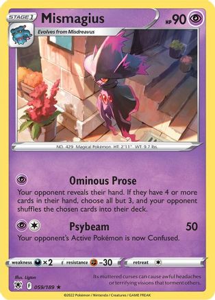 Image of Mismagius 059/189  - Reverse Holofoil SWSH10 Astral Radiance - Rare