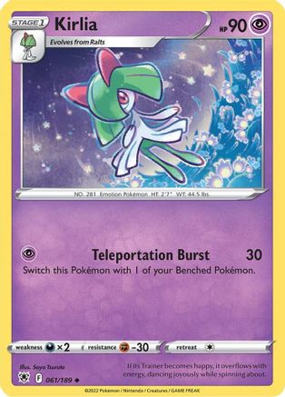 Image of Kirlia 061/189  - Reverse Holofoil SWSH10 Astral Radiance - Uncommon