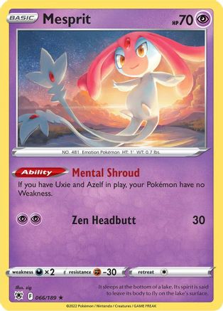 Image of Mesprit 066/189  - Holofoil SWSH10 Astral Radiance - Holo Rare