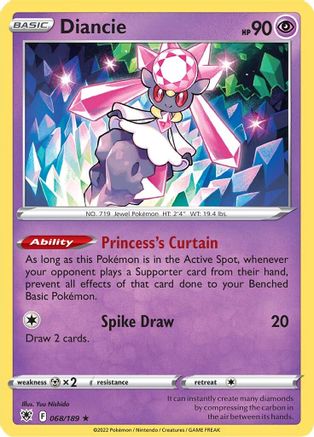 Image of Diancie 068/189  - Reverse Holofoil SWSH10 Astral Radiance - Holo Rare