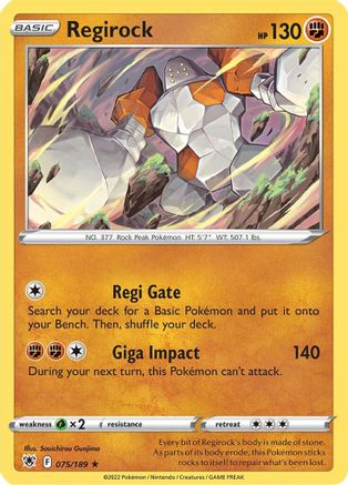 Image of Regirock 075/189  - Reverse Holofoil SWSH10 Astral Radiance - Rare