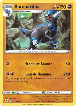 Image of Rampardos 077/189  - Reverse Holofoil SWSH10 Astral Radiance - Holo Rare