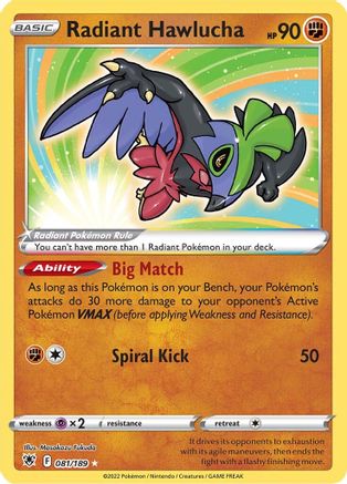 Image of Radiant Hawlucha 081/189  - Holofoil SWSH10 Astral Radiance - Radiant Rare