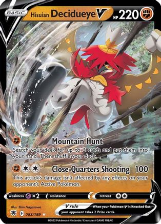 Image of Hisuian Decidueye V 083/189  - Holofoil SWSH10 Astral Radiance - Ultra Rare