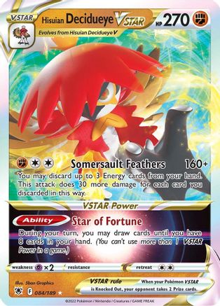Image of Hisuian Decidueye VSTAR 084/189  - Holofoil SWSH10 Astral Radiance - Ultra Rare