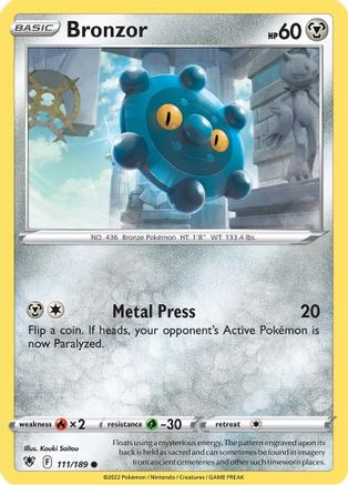 Image of Bronzor 111/189  - Reverse Holofoil SWSH10 Astral Radiance - Common