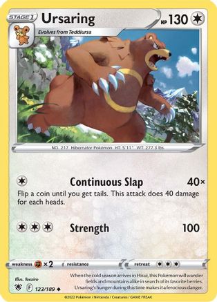 Image of Ursaring 123/189  - Reverse Holofoil SWSH10 Astral Radiance - Uncommon
