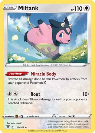 Image of Miltank 126/189  - Reverse Holofoil SWSH10 Astral Radiance - Holo Rare
