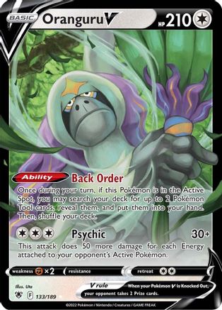 Image of Oranguru V 133/189  - Holofoil SWSH10 Astral Radiance - Ultra Rare