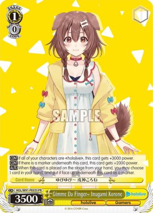 Image of Gimme Da Finger~ Inugami Korone (Bushiroad on the Road 2022) (HOL/W91-PE03 PR) - hololive production