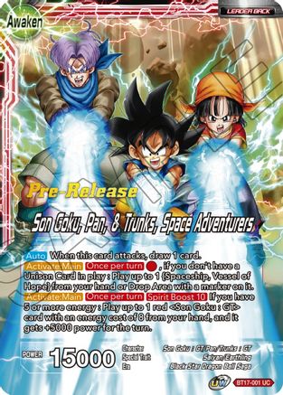 Image of Son Goku // Son Goku, Pan, and Trunks, Space Adventurers (BT17-001) - Ultimate Squad PreRelease Cards