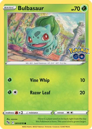 Image of Bulbasaur 001/078  - Reverse Holofoil Pokemon GO - Common