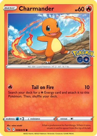 Image of Charmander 008/078  - Reverse Holofoil Pokemon GO - Common