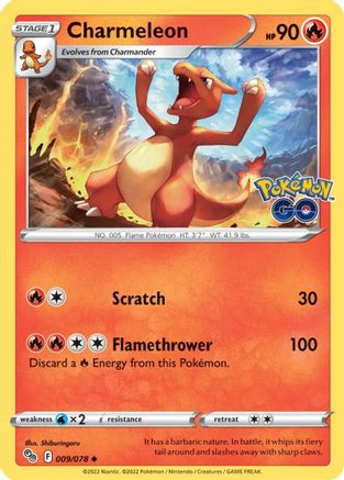 Image of Charmeleon 009/078  - Reverse Holofoil Pokemon GO - Uncommon