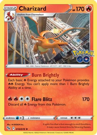 Image of Charizard 010/078  - Reverse Holofoil Pokemon GO - Holo Rare