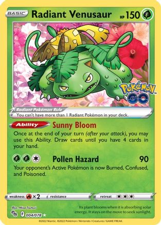 Image of Radiant Venusaur 004/078  - Holofoil Pokemon GO - Radiant Rare