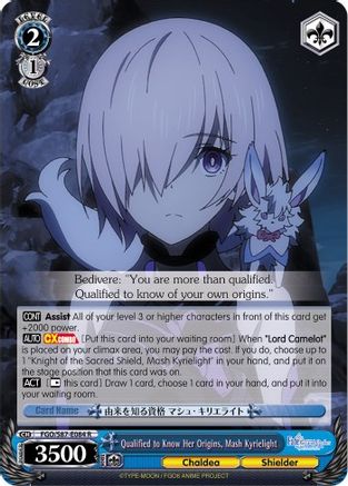 Image of Qualified to Know Her Origins, Mash Kyrielight (FGO/S87-E084 R) - Fate/Grand Order THE MOVIE Divine Realm of the Round Table: Camelot