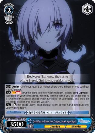 Image of Qualified to Know Her Origins, Mash Kyrielight (SR) (FGO/S87-E084S SR) - Fate/Grand Order THE MOVIE Divine Realm of the Round Table: Camelot