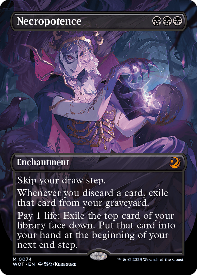 Image of Necropotence (Anime Borderless) (WOT-074) - Wilds of Eldraine: Enchanting Tales (Borderless)