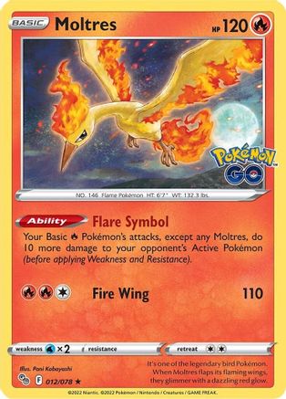 Image of Moltres 012/078  - Reverse Holofoil Pokemon GO - Holo Rare