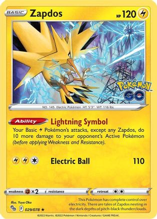 Image of Zapdos 029/078  - Holofoil Pokemon GO - Holo Rare