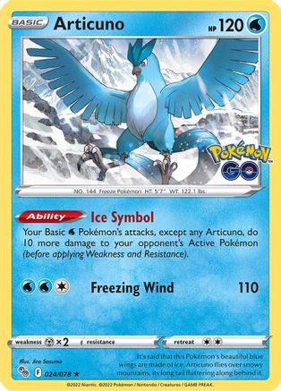 Image of Articuno 024/078  - Reverse Holofoil Pokemon GO - Holo Rare