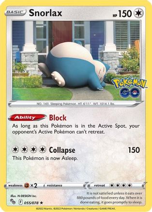 Image of Snorlax 055/078  - Holofoil Pokemon GO - Holo Rare
