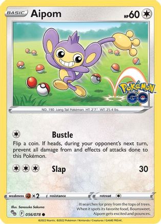 Image of Aipom 056/078  - Reverse Holofoil Pokemon GO - Common