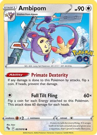 Image of Ambipom 057/078  - Reverse Holofoil Pokemon GO - Common